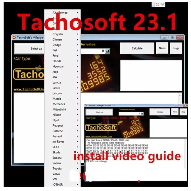 Newest Modify Mileage TachoSoft Mileage Calculator 23.1 SOFTWARE car mileage calculation EEPROM ECM English for Peugeot for Jeep