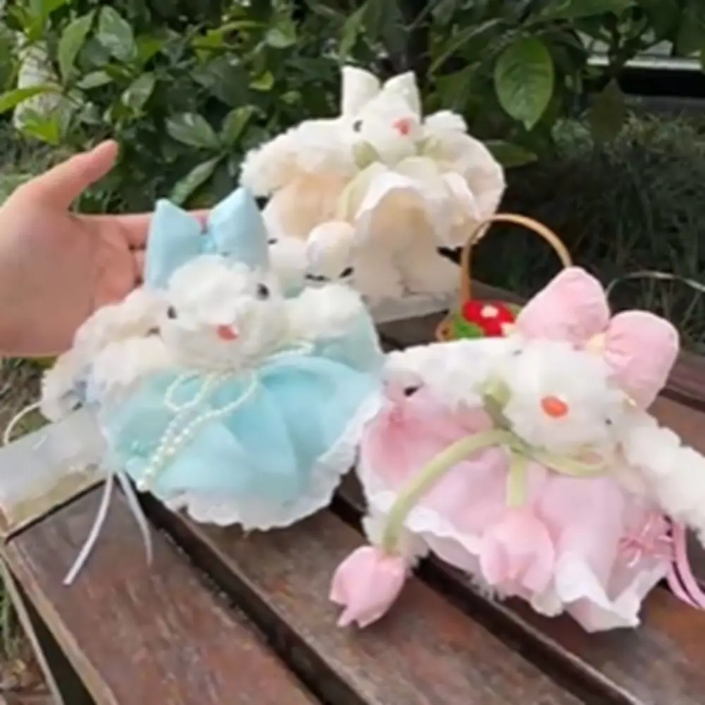 

Bow Knot Bow Plush Rabbit Keychain Stuffed Princess Pearl Dress Plush Rabbit Keychain Kawaii Cartoon Rabbit Doll Keyring