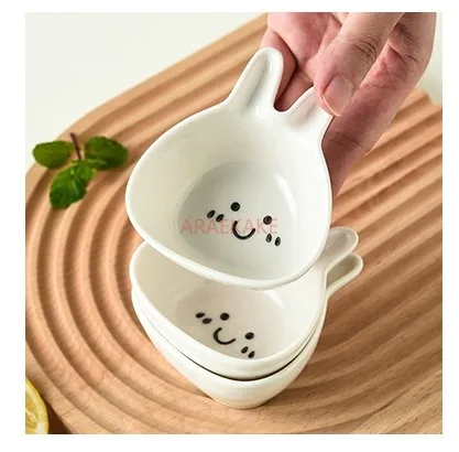 

Cartoon flavor plate, super cute rabbit shaped dumpling filling plate, ceramic hot pot dipped in oil and dry ingredients