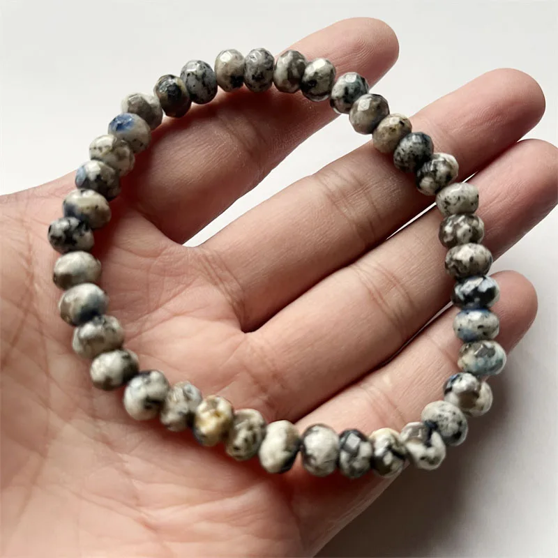 5*8MM Faceted K2 Jade Bracelet For Women Men Blue Natural Jasper Stone Beads Round Shape Relief School Student Friend Jewelry view 5