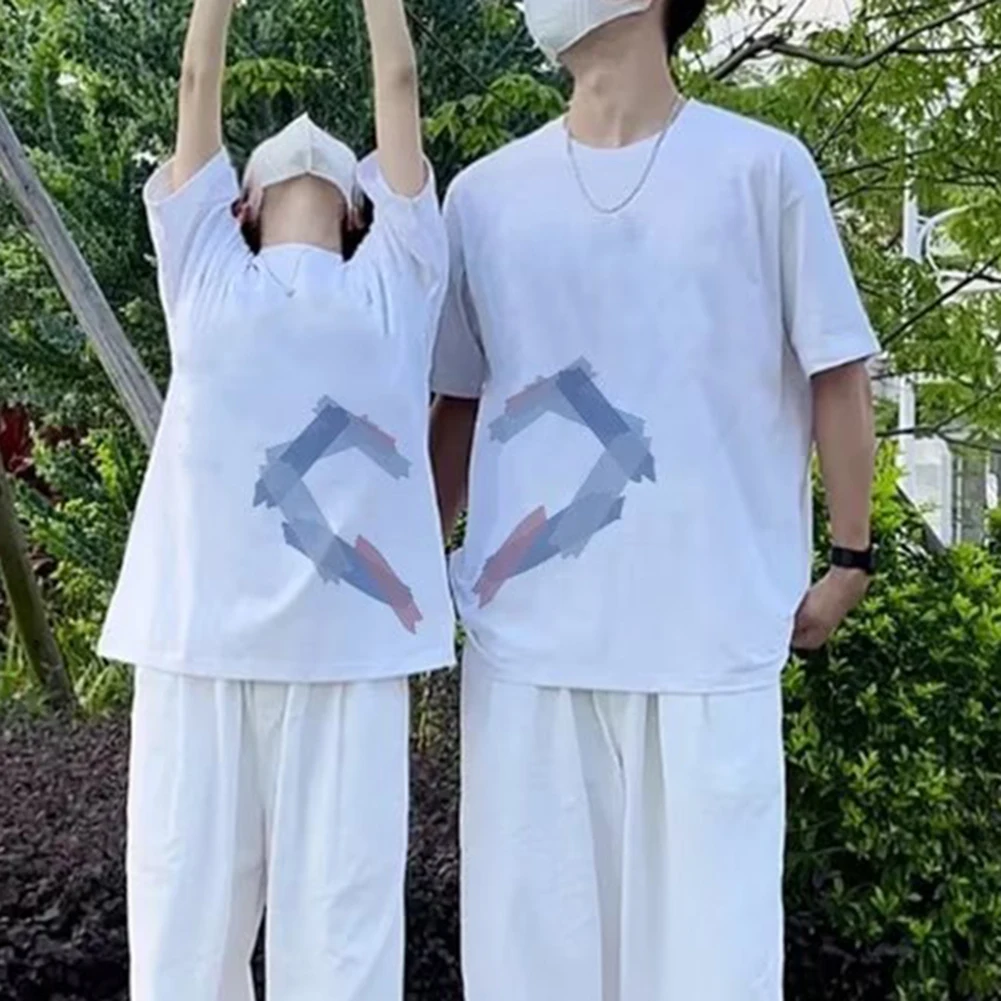 

Футболка Мужская/женская с принтом Love, модный Свободный Топ с коротким рукавом, уличная одежда для пар, унисекс, лето