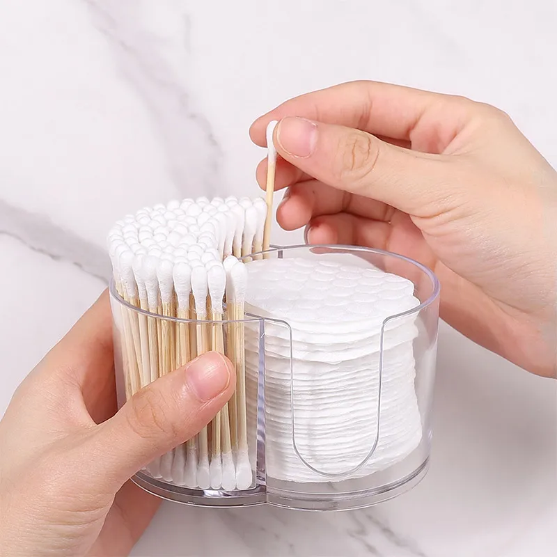 Cotton Round Pad Holder Powder Puff Storage Box Home Cotton Swab Box Makeup Organizer Dustproof Portable Durable Bathroom Jar