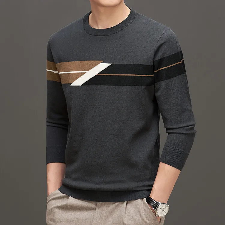 Autumn and Winter Warm Sweater, O-neck Pullover Sweater for Men, Versatile and Casual, Stretchable, Slim Fit Sweater.