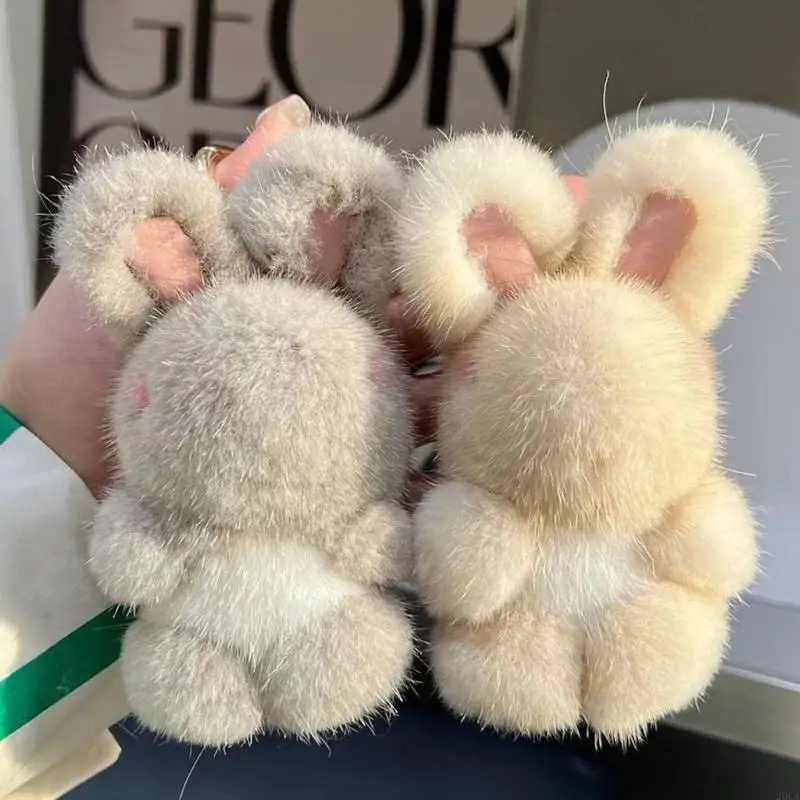 أفخم فرو المنك أرنب حلقة رئيسية رائعتين Bunnys حقيبة سلسلة مفاتيح حلية للأطفال أنيق الأطفال على ظهره الديكور 20CA