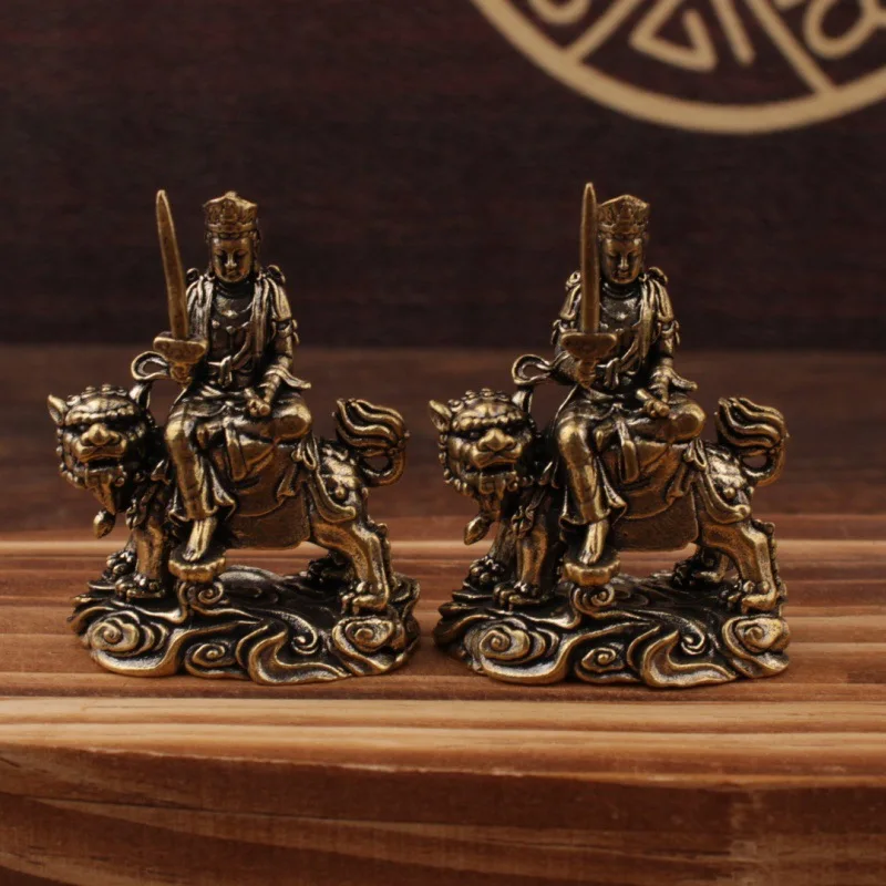 Brass ornament Manjushri Bodhisattva ornament Small bronze ware creative handicraft ornament Office decoration Manjushri