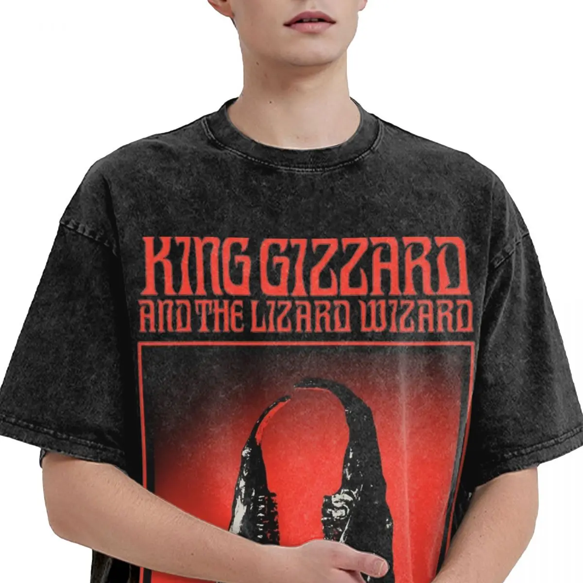 Washed Shirts King Gizzard And The Lizard Wizard ITRN World Tour Rock Novelty T Shirt Oversize Streetwear Short Sleeve