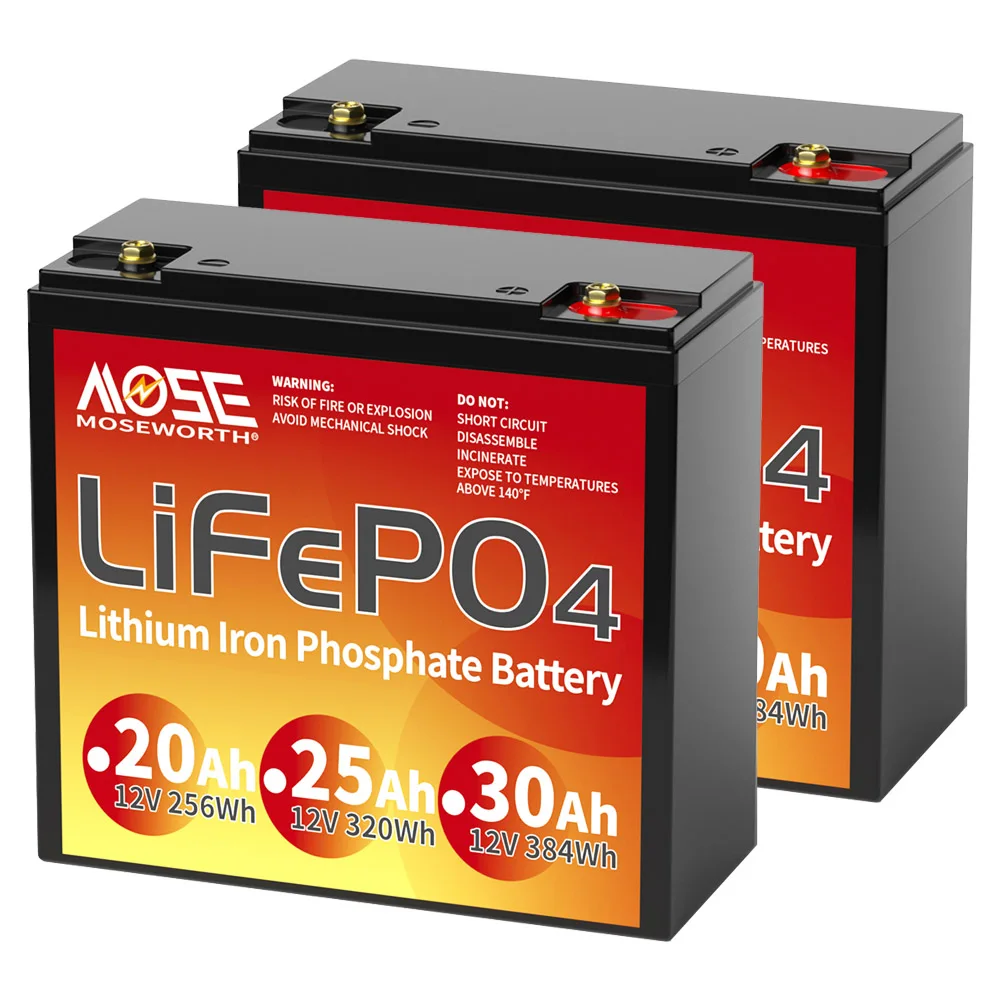 

EU Stock 2pcs 12V 25Ah Lithium Battery Built in BMS LiFePO4 Battery Rechargeable for Alarm System Backup UPS Emergency Lighting