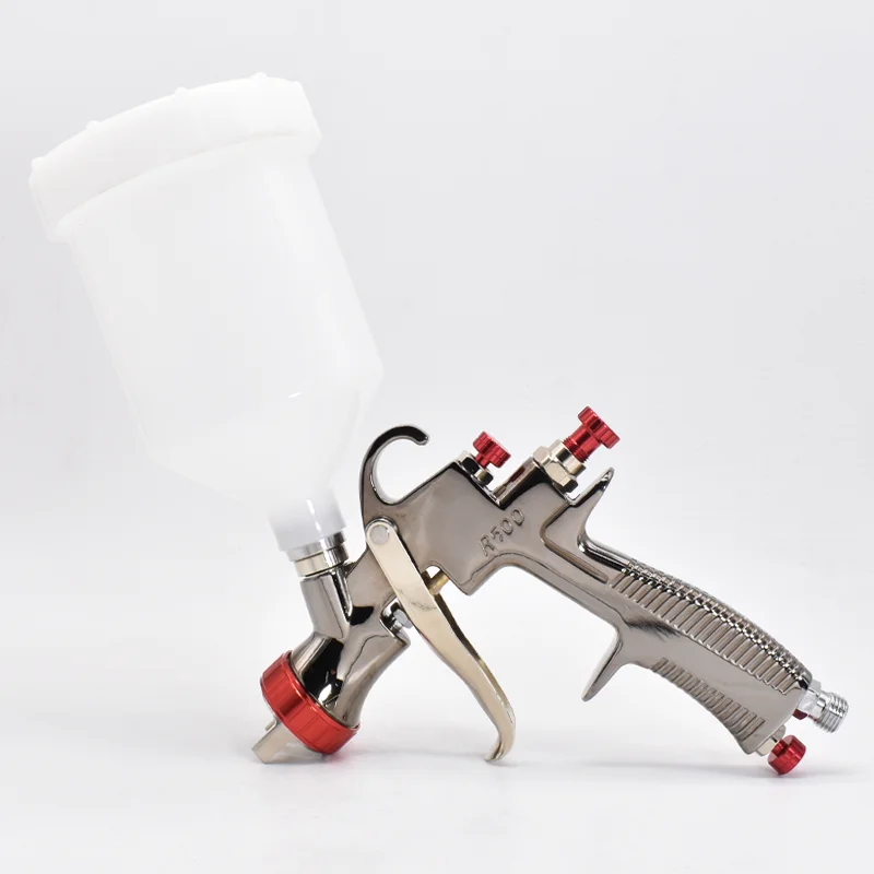 Pistol semprot R500 LVLP, kualitas tinggi 1.3/1.5/1.7/2.0mm nozel cat Airbrush dan Regulator udara pengukur Air pemisah minyak Filter