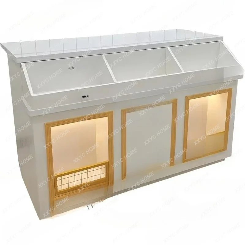 XXCake Shop Solid Wood Cashier Corner Cocktail Cabinet Table Baking Shop Simple Modern Marble