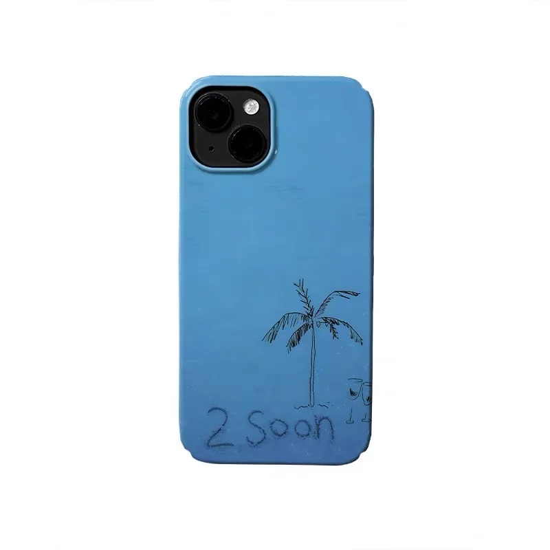 

Ins Korean Blue Summer Coconut Tree Phone Case for IPhone 17 16E 15 14 Plus 13 Mini 11 Pro Max 12 Pro Back Cover XS XR SE Case