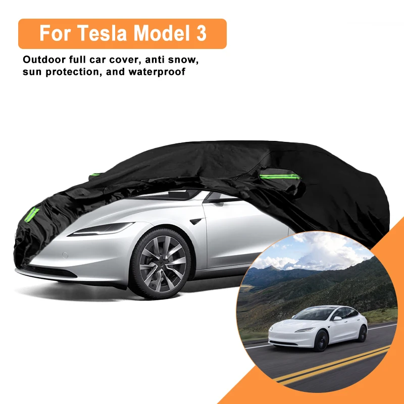 

For Tesla Model 3 Car Full Cover - Outdoor Waterproof Snowproof Sunshade, Winter & Summer All Weather Auto Protection Accessory