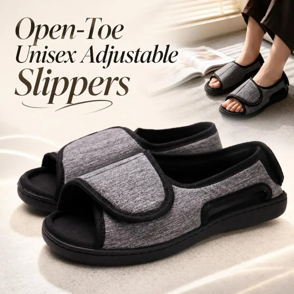 Open-Toe Unisex Adjustable Slippers Soft Non-slip Wide Width Sandals Lightweight Flexible Swollen Feet Slippers Daily‑wear