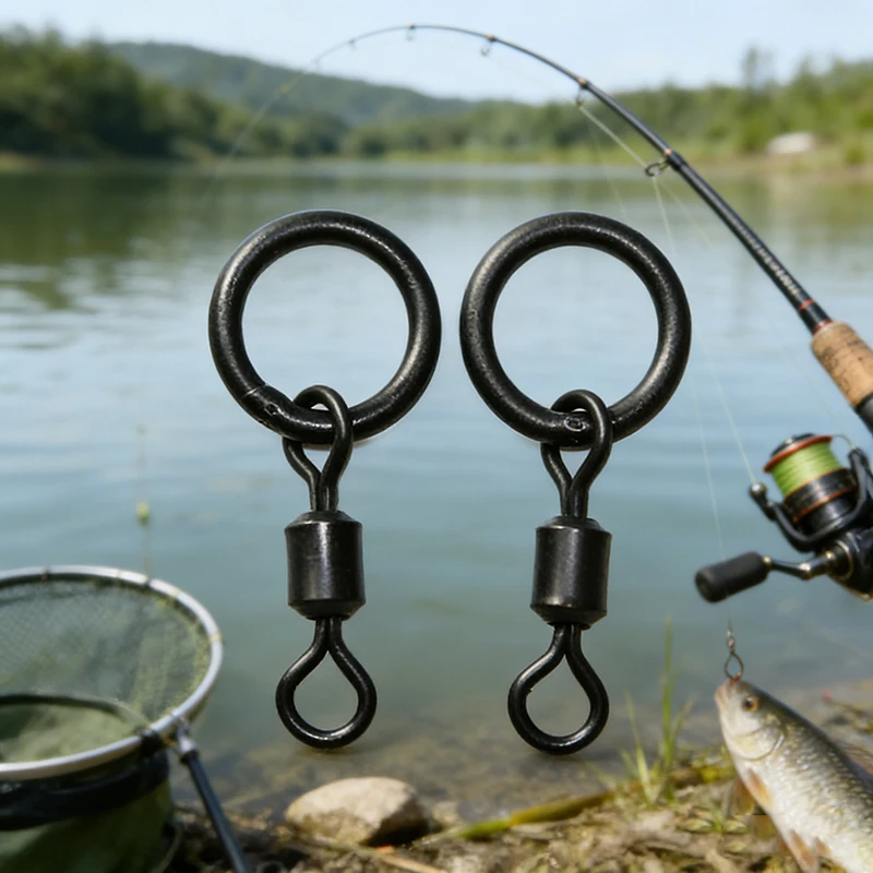 

1000pcs Matte Black Carp Fishing Ring Rolling Swivels With Ring Quick Change Carp Fishing Tool Tackles Accessories Pesca