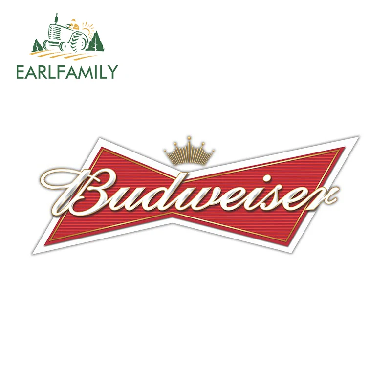 EARLFAMILY 13cm x 4.7cm for Budweiser Car Stickers Motorcycle Vinyl Car Wrap Decal Graffiti Laptop Campervan Waterproof JDM VAN