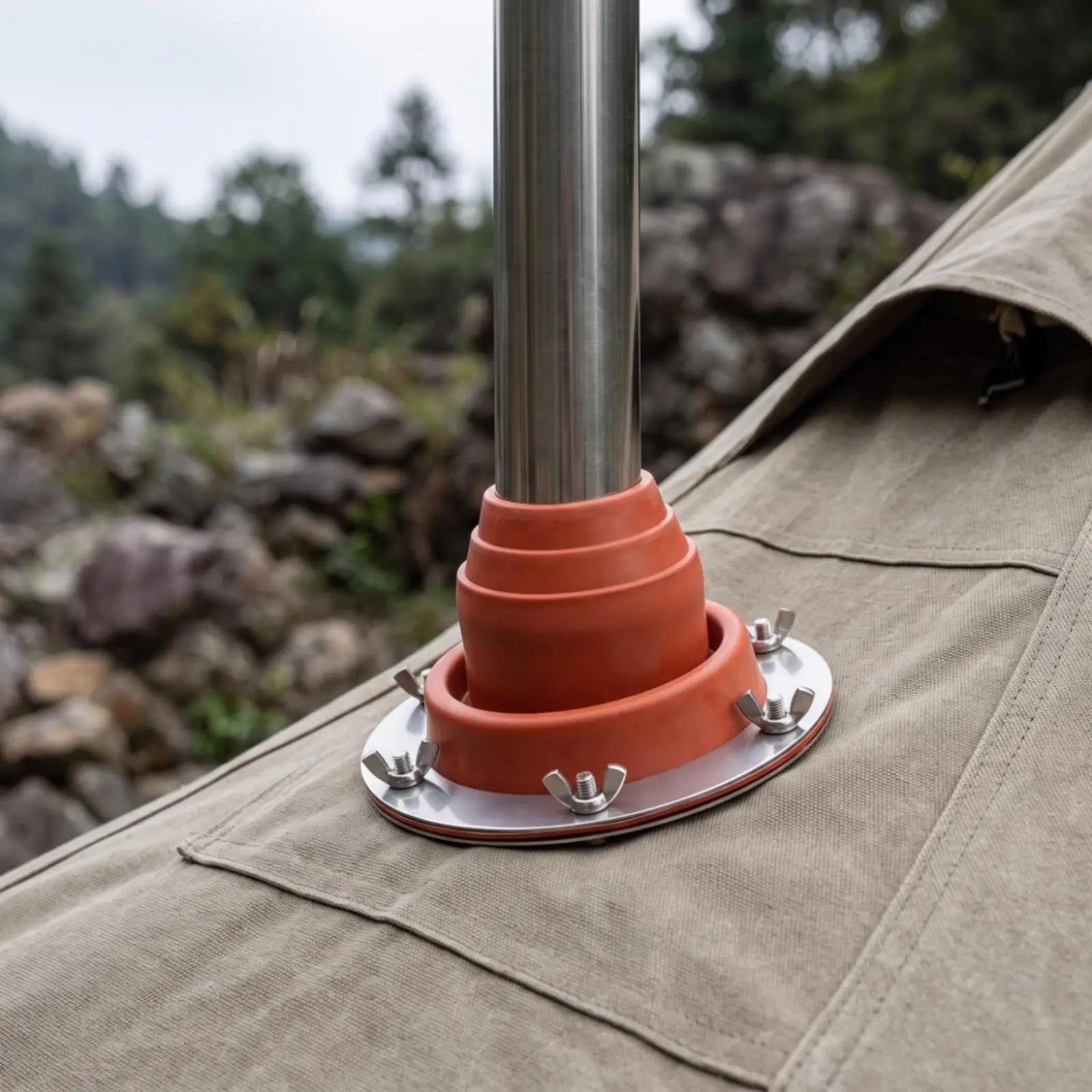 Lightweight Chimney Heat Shield for Tent Stove Silicone Insulating Sleeve with Steel Mounting Flange Camping