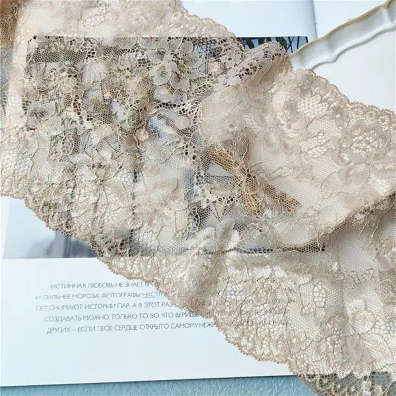 Eyelash Ribbon Lace Embroidery Clothes Scarf Apparel Dress Fabric Sewing Decor 16CM Light Wide Coffee Bicolor Floral Stretch
