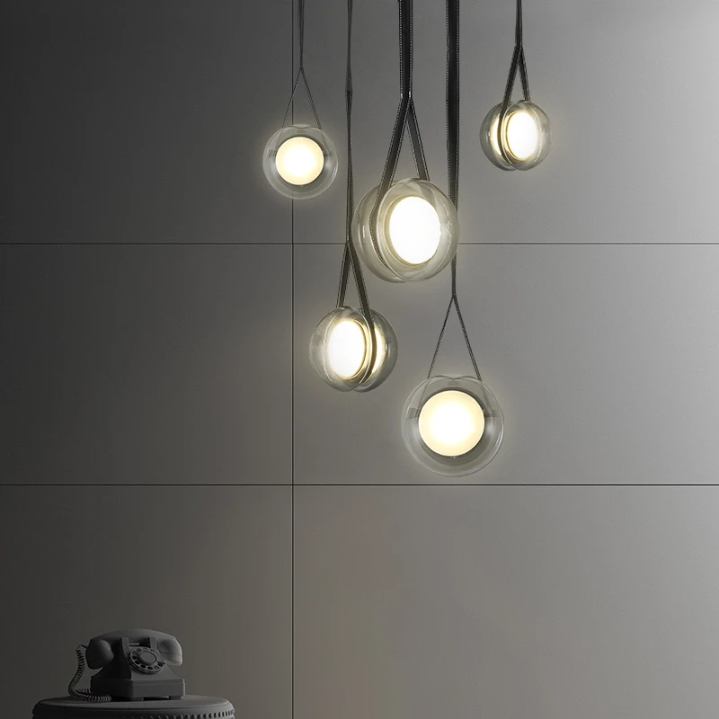 Minimalist Glass Sphere Chandelier for Modern Homes, Sleek Ceiling Light Fixture for Small Spaces and Apartments