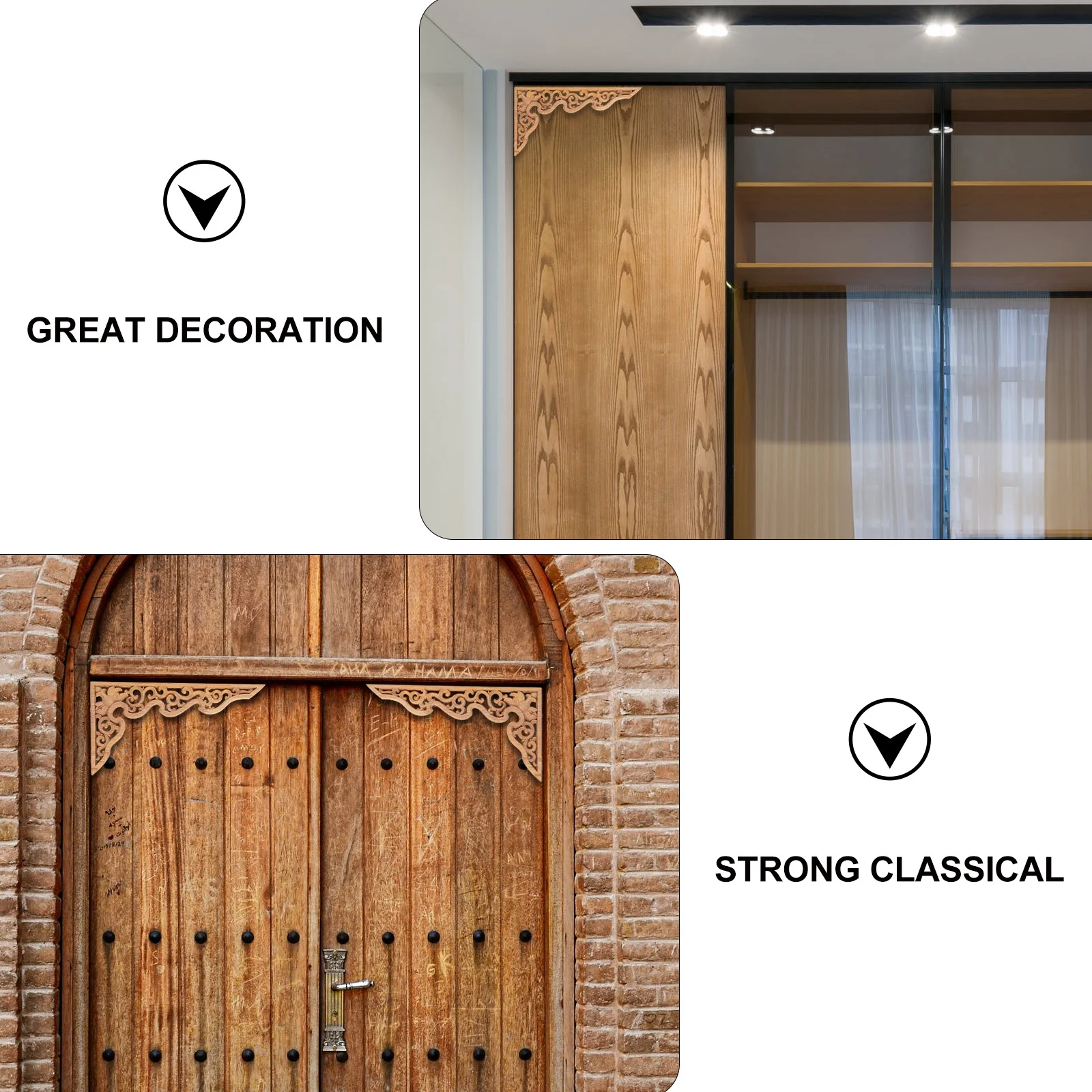 

2Pcs Wood Carved Onlay with Exquisite Flower Design for Home Decor Cabinet Door Furniture Applique Wooden Decal Set