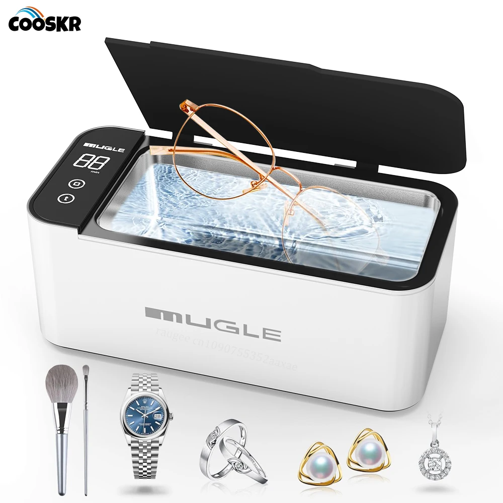 Ultrasonic Jewelry Cleaner 46kHZ Jewelry Cleaner Machine 4 Cleaning Time Setting for Eyeglasses Rings Watch Strap Dentures