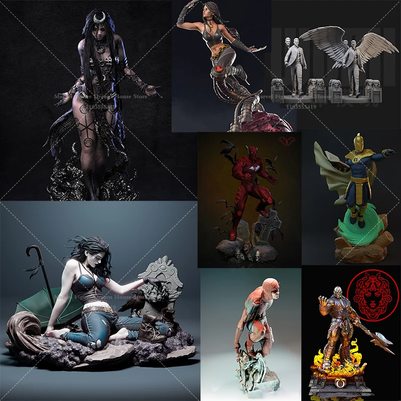 

1/24 1/18 Scale DIY Self-assembled GK 3D Resin Un-panited Doll White Model Enchanting Witch June Wolf Girl Laura Death Bruce
