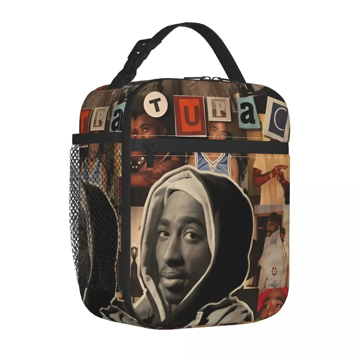 Tupac Hip Hop Insulated Lunch Bag Thermal Bag  Lunch Container Rapper Portable Lunch Box Tote Girl Boy School Picnic