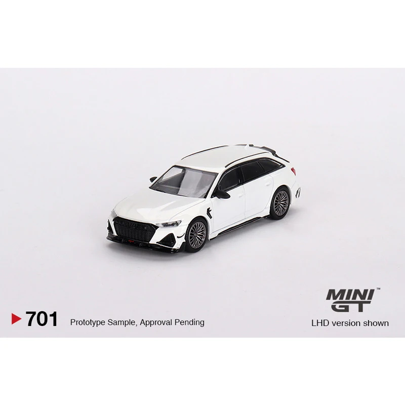 MINIGT 701 In Stock 1:64 RS6 R Glacier White Metallic Diecast Car Model Collection Toys