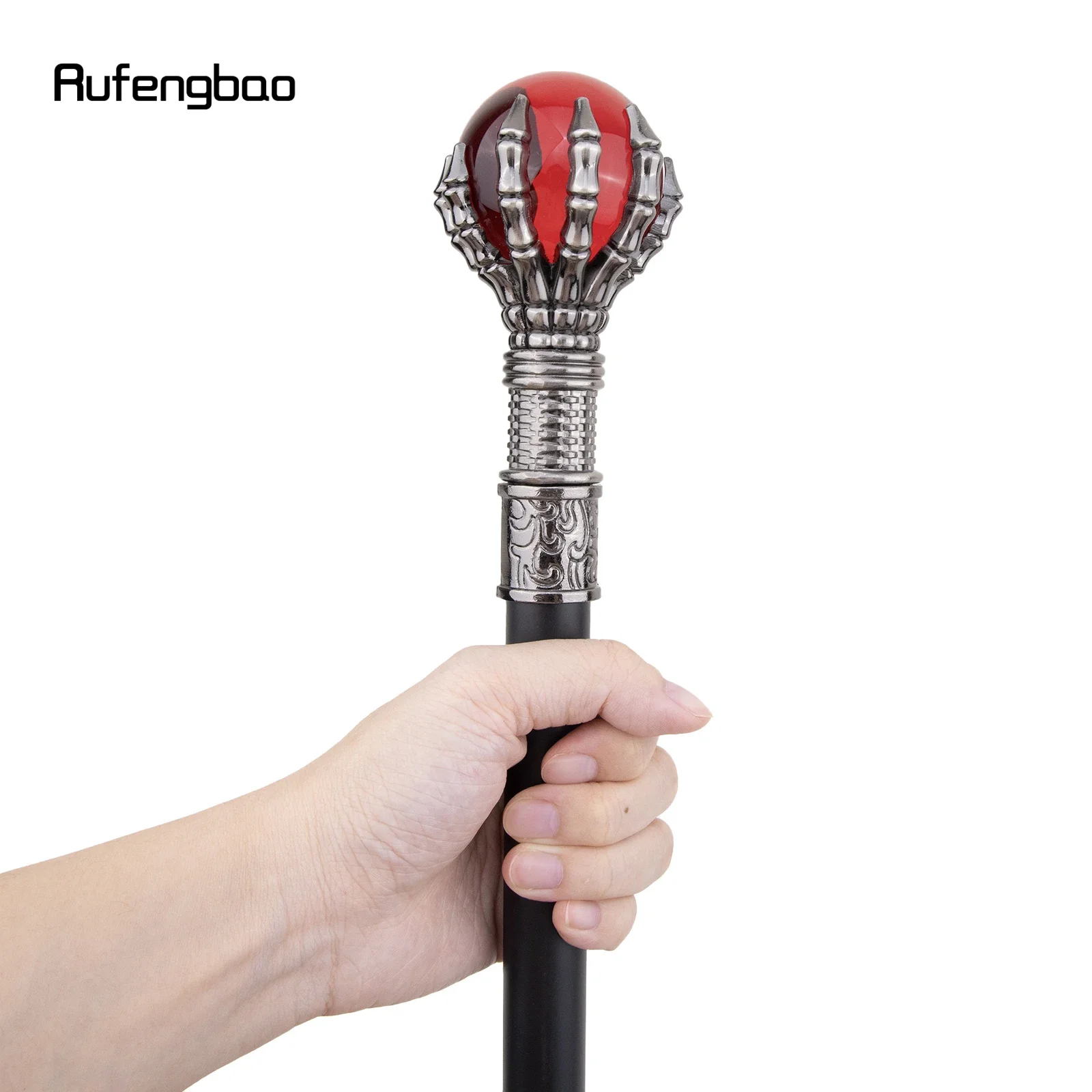 Rode Glazen Bal Enkele Gewricht Wandelstok Met Verborgen Plaat Zelfverdediging Mode Rieten Plaat Cosplay Crosier Stick 93Cm