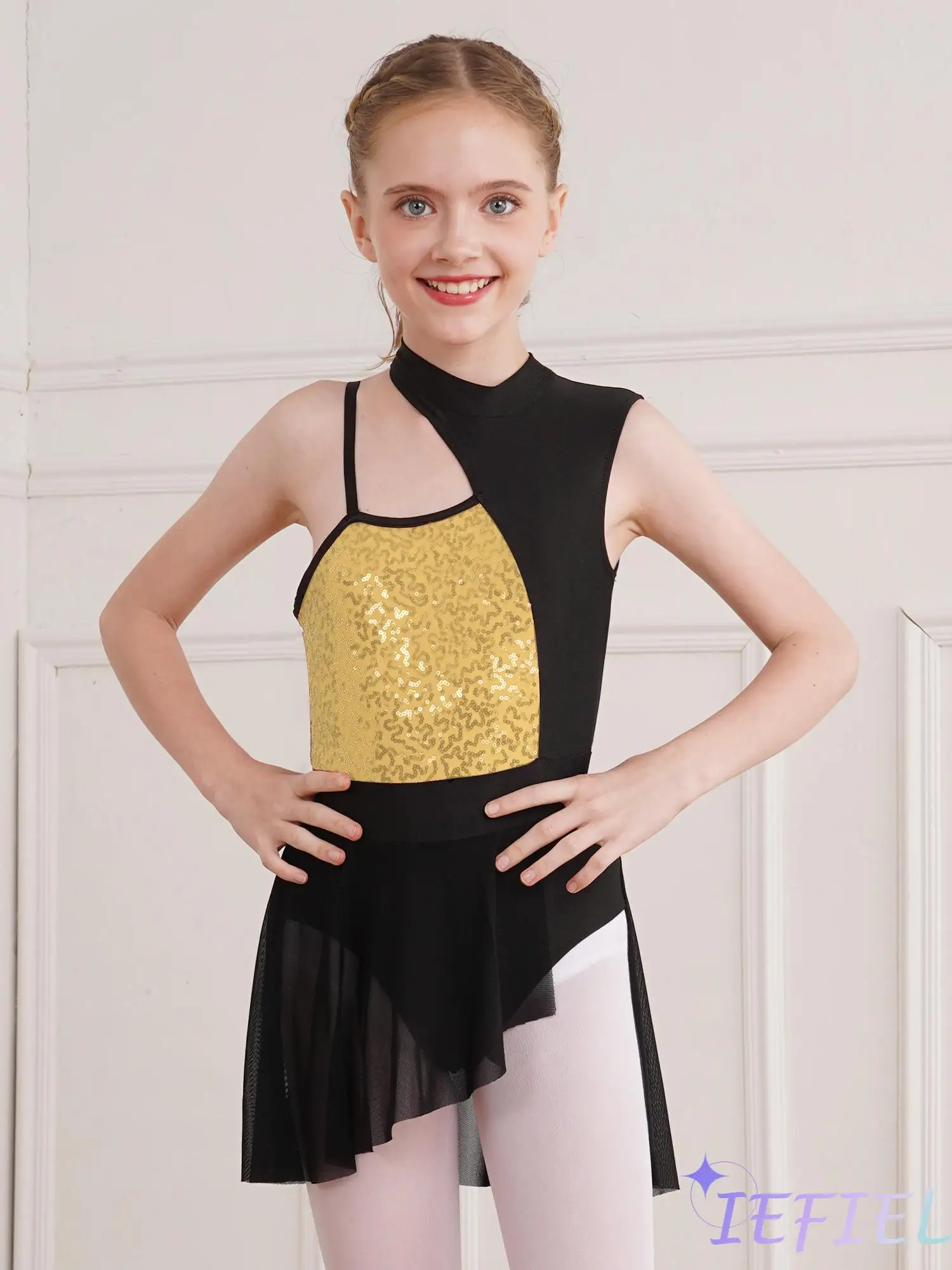 

Girls Sequins Tassel Hem Contemporary Ballet Dancewear Leotard Latin Dance Dress Rumba Samba Jazz Gymnastics Activewear Dance