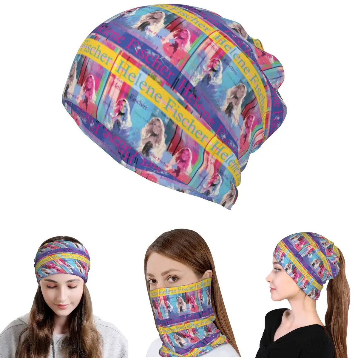 Helene Fischer Portrait Bandana Neck Gaiter Wrap Mask Scarf Multi-use Headband Beanies Hat for Men Women Adult Winter
