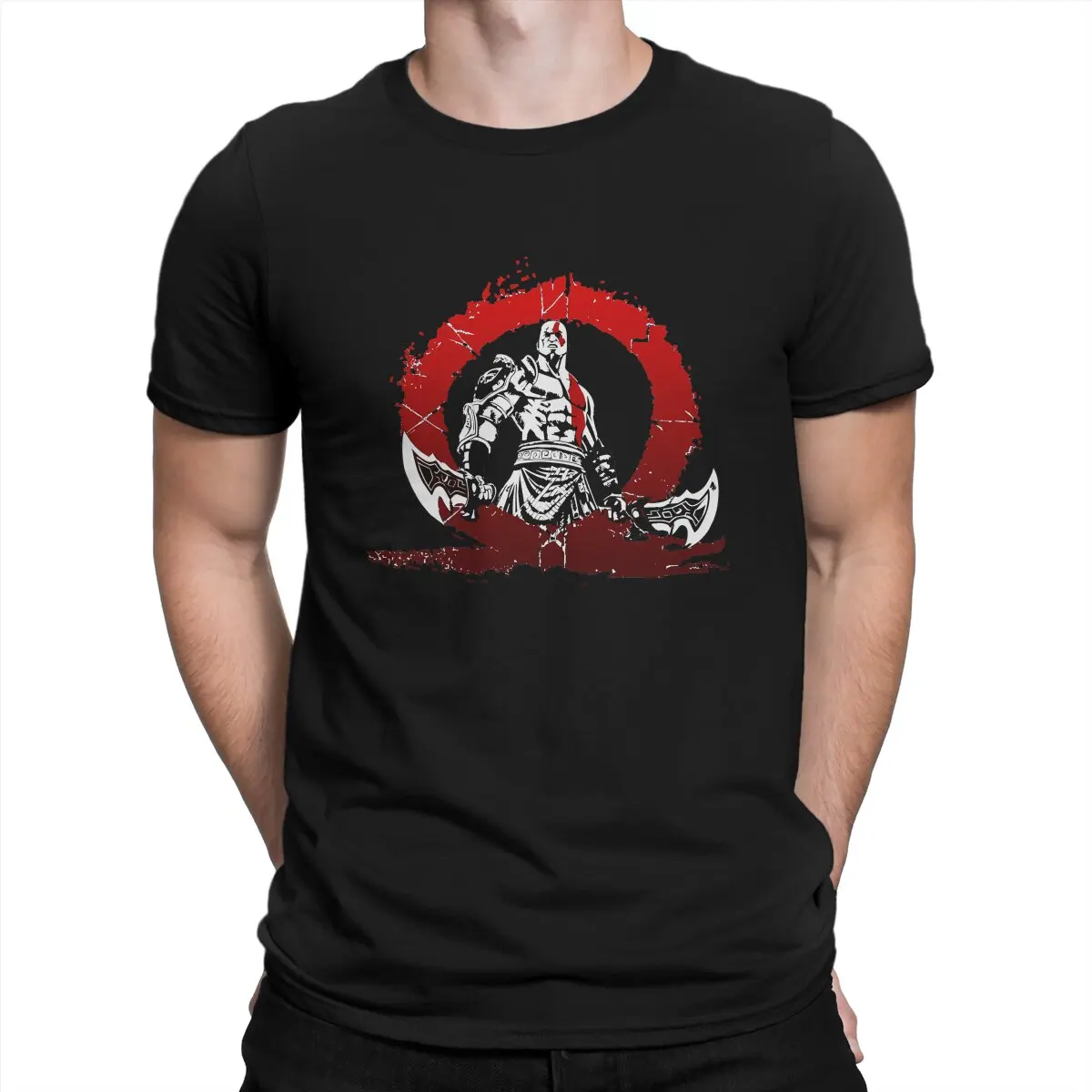 Classic Fashion TShirts God Of War Kratos Male Harajuku Pure Cotton Streetwear T Shirt Round Neck 