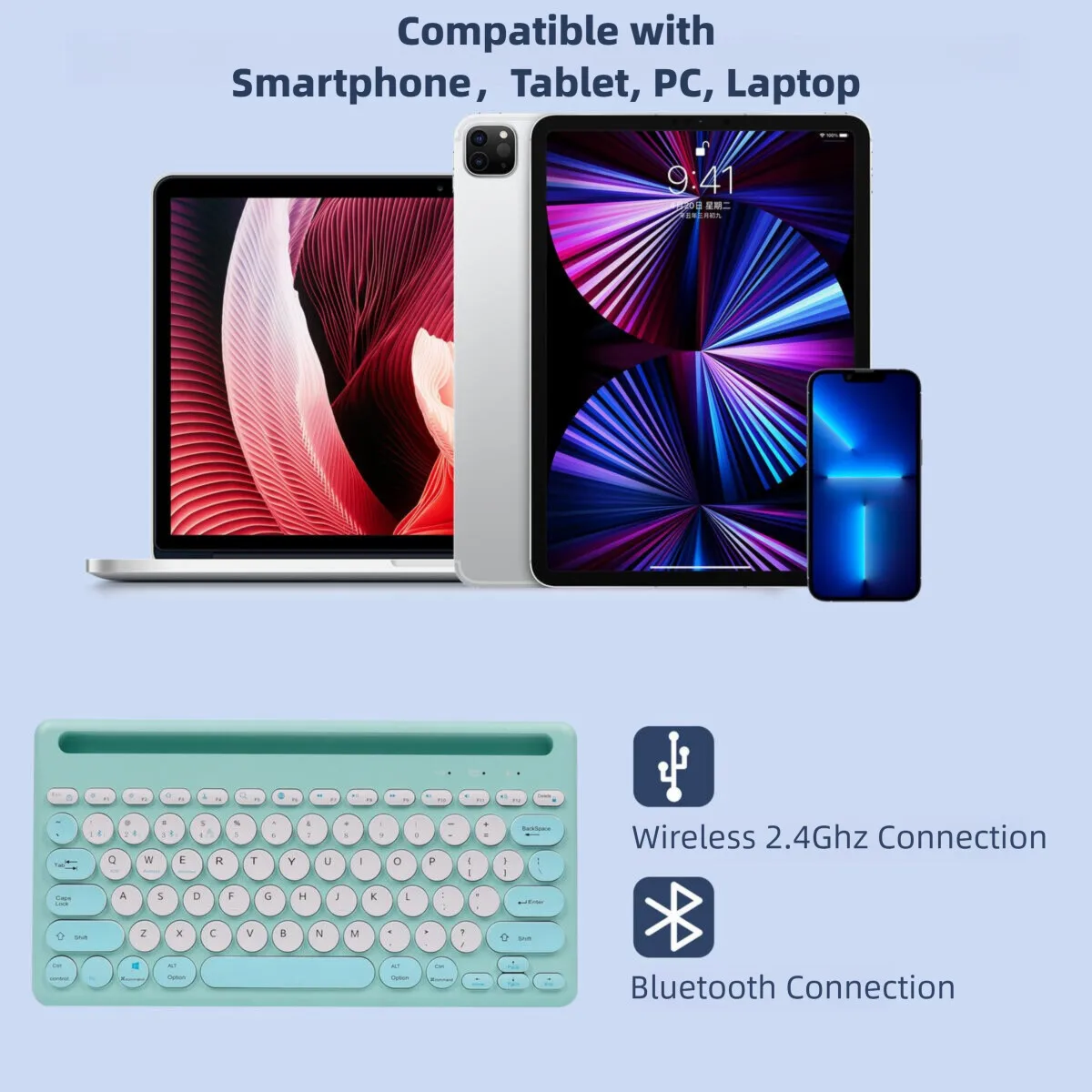 Macaron Style Four-Channel Wireless Bluetooth Dual-Mode Keyboard Mouse Set Rechargeable Mute Keyboard For PC Laptop Tablet Phone