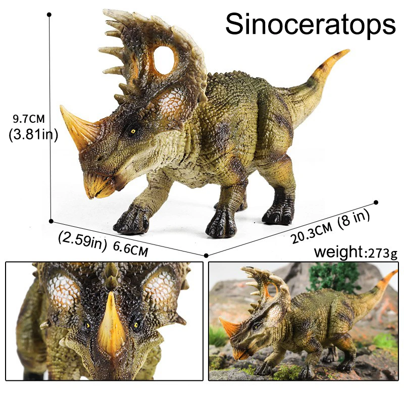 Sinoceratops dinozaur zabawka, fajne plastikowe figurki dinozaurów, wykaszarki do tortów urodzinowych, upominki na przyjęcia, dla dzieci w wieku 3-12 lat