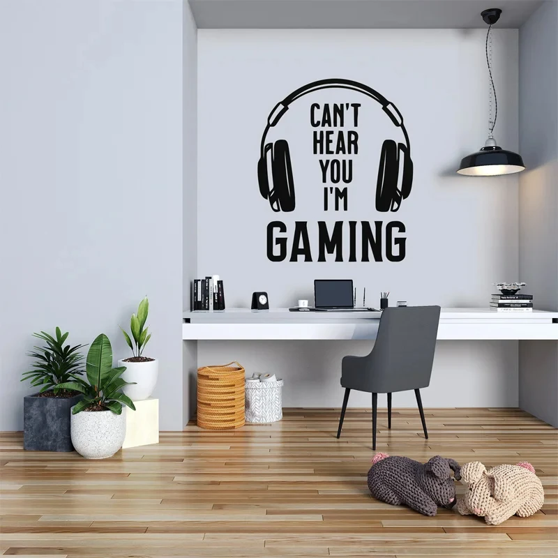 

Video Game Quotes Decals Decor Can't Hear You I'm Gaming Gamer Life Vinyl Wall Sticker Boy Room Decoration Wallpaper