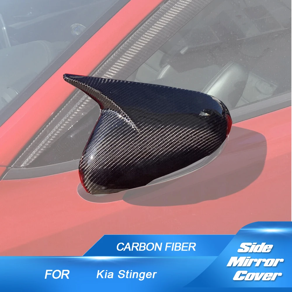 Dry Carbon Fiber Side Wing Mirror Cover Caps Cae For KIA Stinger GT EX Hatchback 4-Door 2018-2022 Add On Style Car Mirror Covers