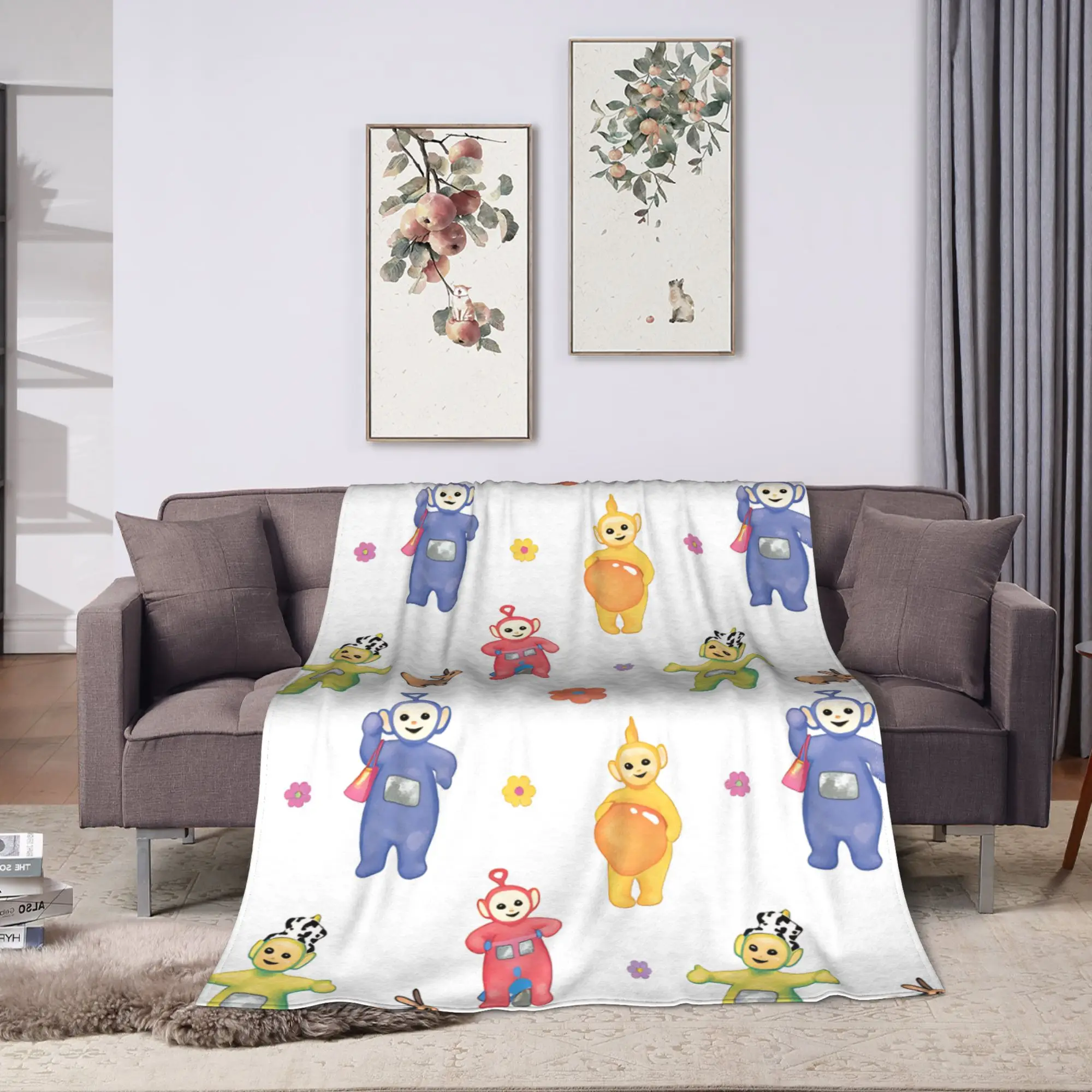 Super Warm Blanket Decorative Childrens Cute T-Teletubbies Throw Blanket  Flannel Bedspread For Home Decor Funny Sofa Bed Cover