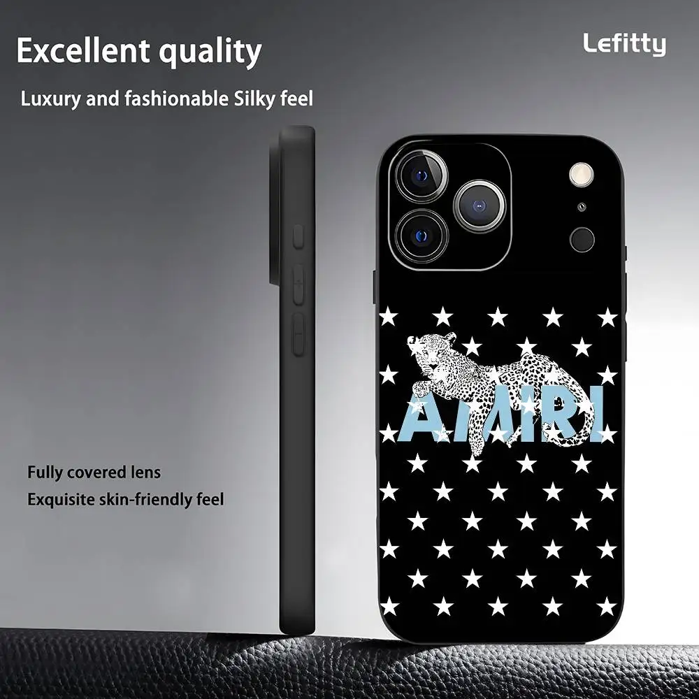 Fashion A-AMIRIS Phone Case For iPhone 17 16 15 14 13 12 11 Pro Max Plus Mini Black Frosted Soft Shell Funda