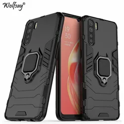 For OPPO A91 Case For Shockproof Armor Silicone Cover Hard Back PC Stand Phone Case For OPPO A91 Protective Cover For OPPO A91