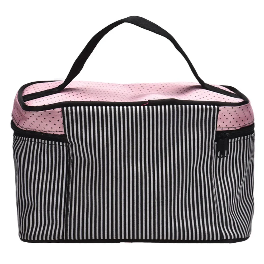 Women Travel Bow Stripe Make Up Bags Girl Cosmetic Bag Makeup Beauty Bra Wash Organizer Toiletry Pouch Storage Kit Bath Case