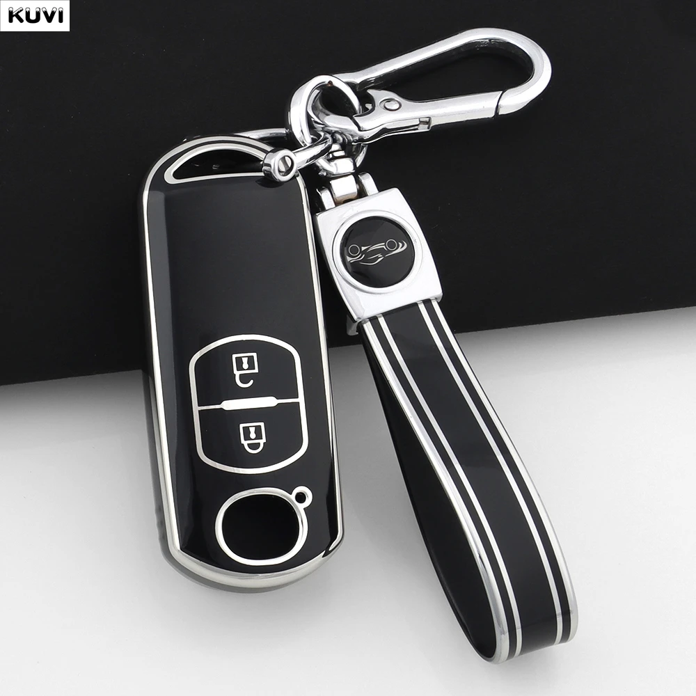 2 BTN TPU Car Key Case Cover For Mazda 2 3 6 Atenza Axela Demio CX-5 CX5 CX-3 CX7 CX-9 2015 2016 2017 2018 2019 Protected Shell