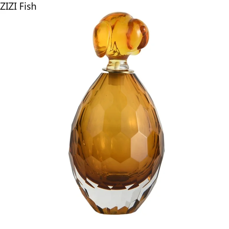 Puppy Decorative Perfume Bottle Amber Color Glass Jar Aromatherapy Essential Oil Containers Creative Fragrance Scent Bottle