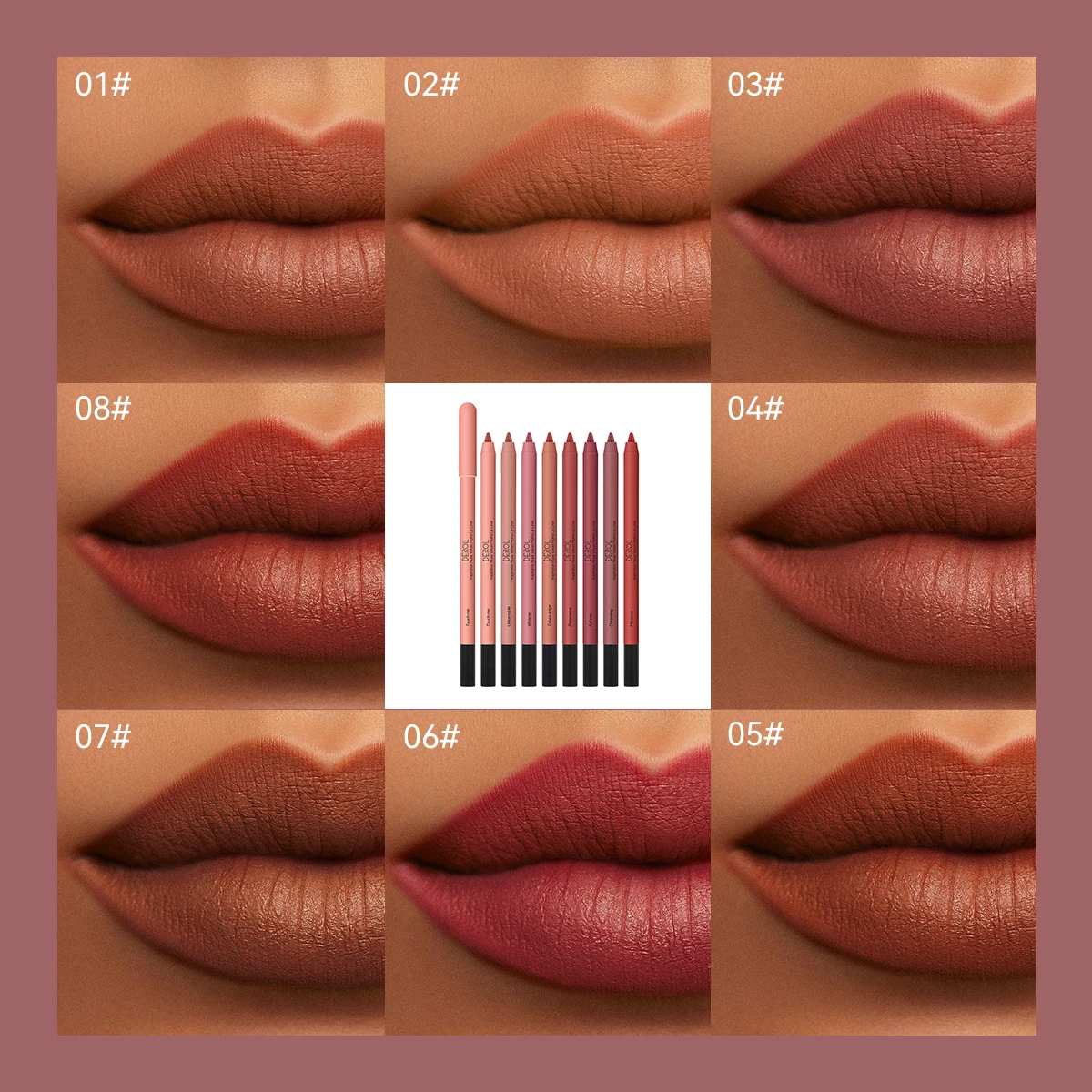 Long Lasting Matte Nude Lipliner Pencil Waterproof Sexy Red Contour Tint Lipstick Non-stick Cup Moisturising Lip Makeup Cosmetic