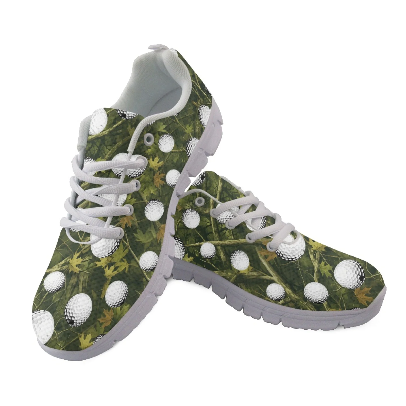 Coloranimal Golf Ball Camo Running Sneakers, Lace-up Athletic Sport Shoes for Mens and Womens Outdoor Walking Training