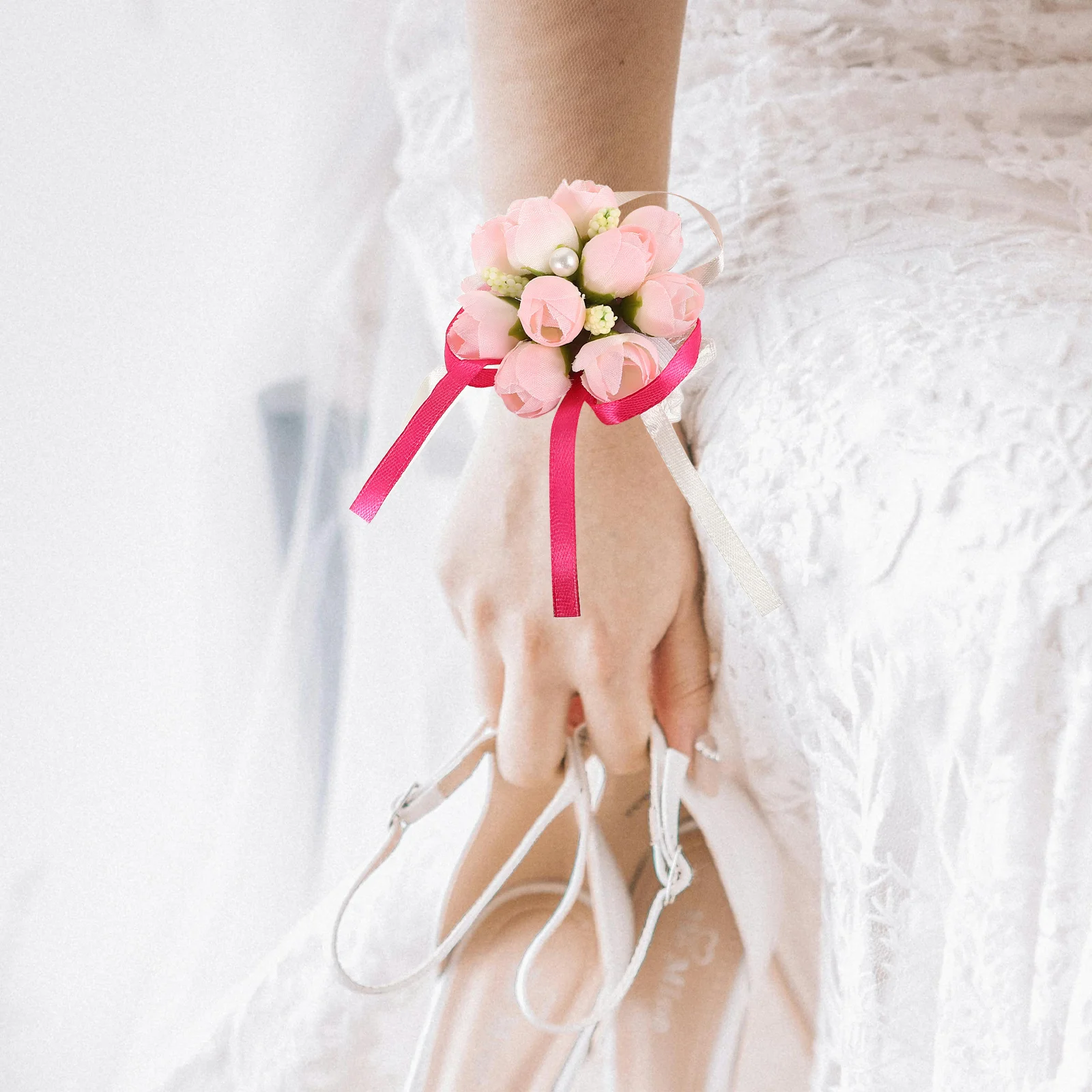 

10Pcs Hand Wrist Flower Bridal Bridesmaid Decoration Wedding Rustic Fake Flower Bracelet Accessories Rustic Wedding Decor