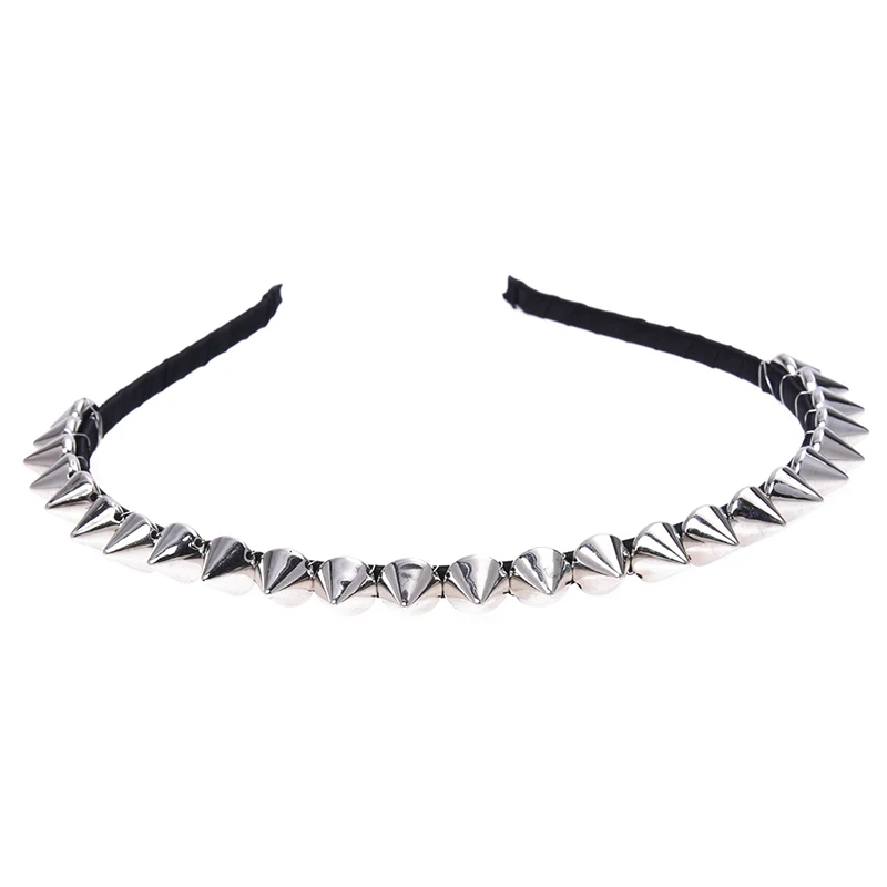 Silver Metal Stud Rivet Spike Headband Hair Band Aliceband Punk Girl