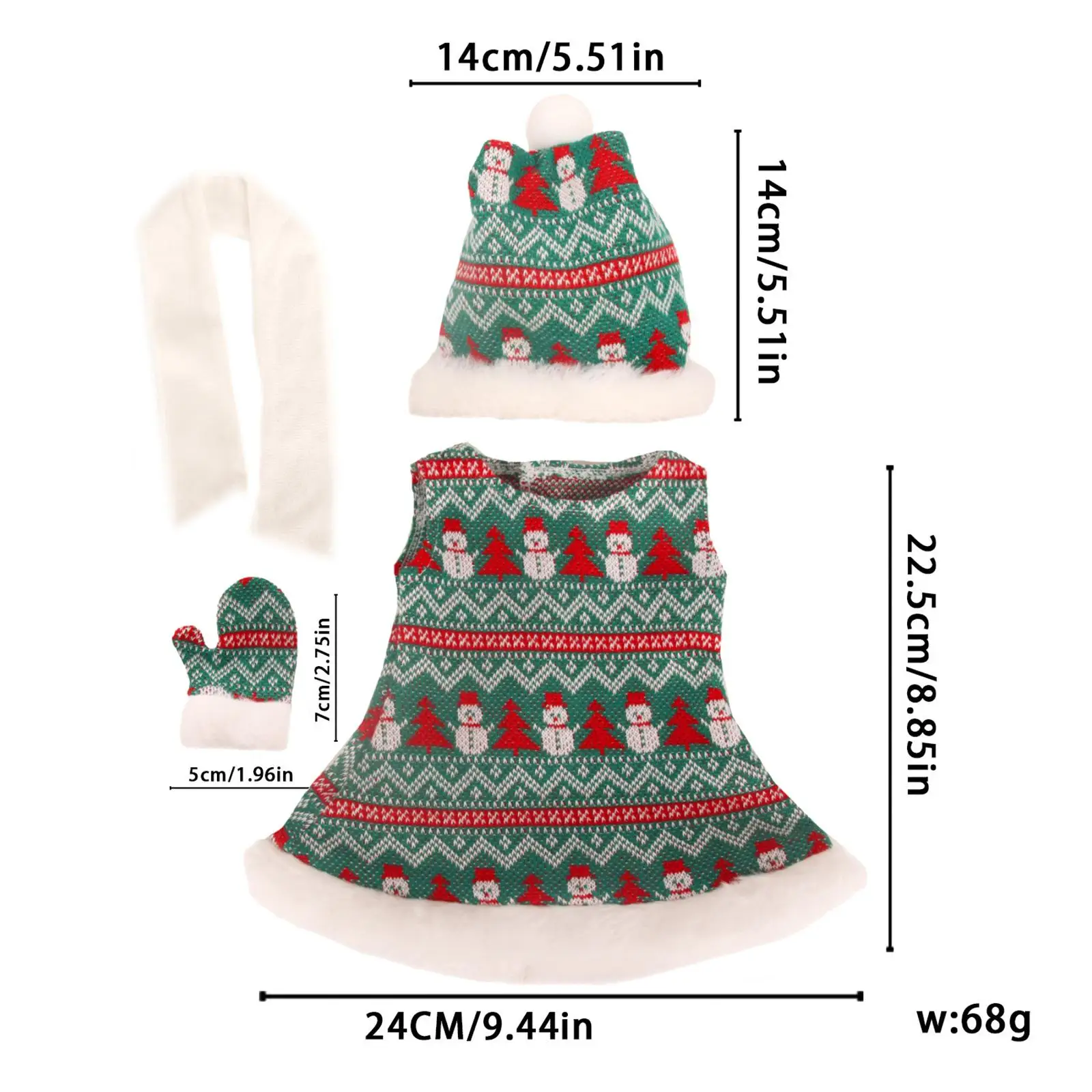 Christmas Clothing Set Mini Dress for Girl Doll Playset Doll Outfits Costumes