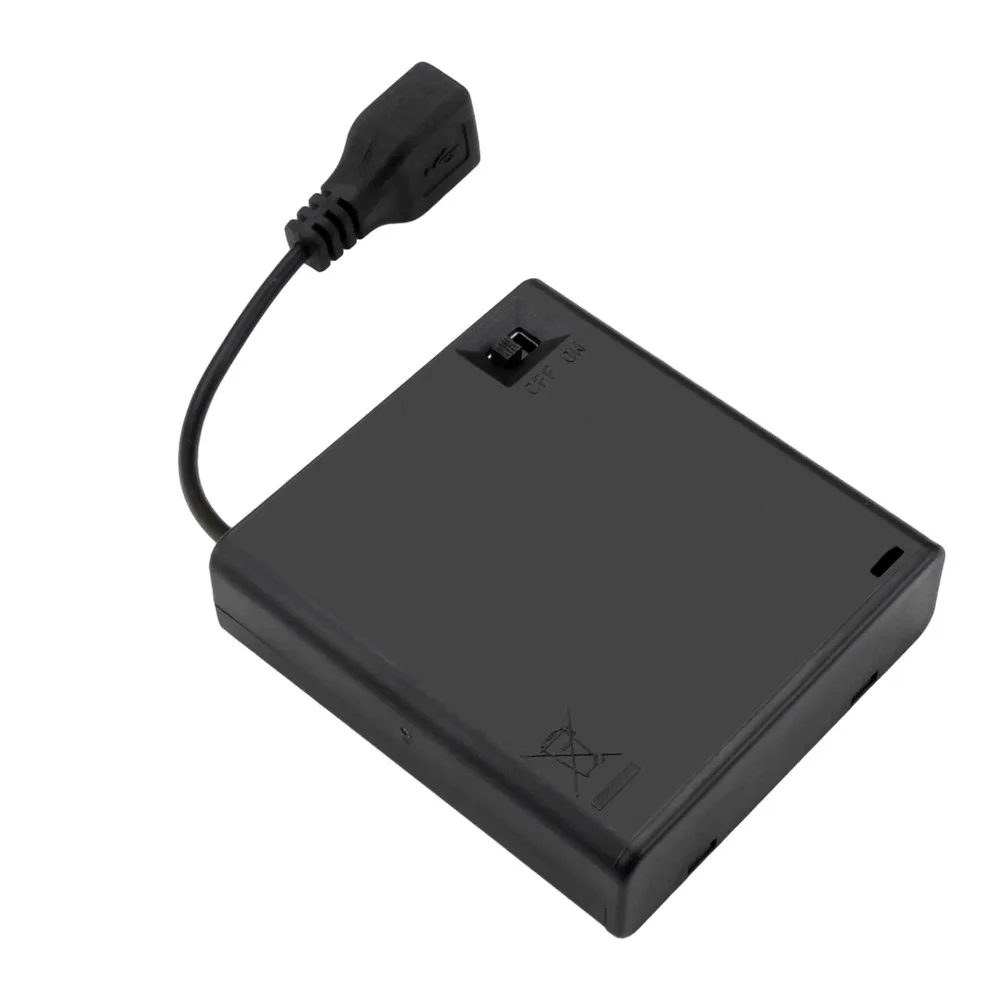 

3/4 Slot AA Battery Holder 4.5V/6V AA Battery Box with Lead Wire on/off Switch and Screw Cap Case Back Cover USB Power Interface