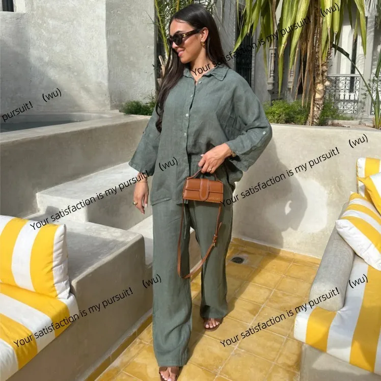 Set 2 potong pakaian kasual dan nyaman dari katun dan linen baru