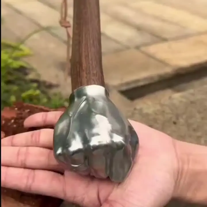 الإبداعية الفولاذ المقاوم للصدأ قبضة شكل المطرقة الخشب مقبض للمنزل في الهواء الطلق التخييم مسمار المطرقة الزخرفية هدية مزخرفة