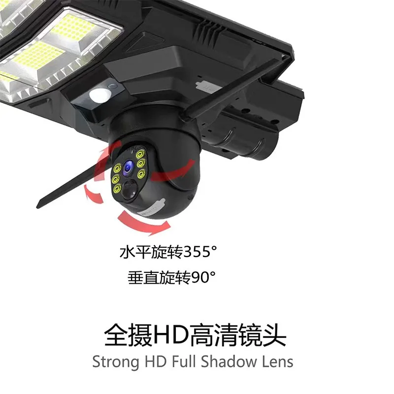Solar Street Light High Wattage Outdoor Waterproof Garden Lamp with HD Security Camera Motion Sensor Auto ON/OFF