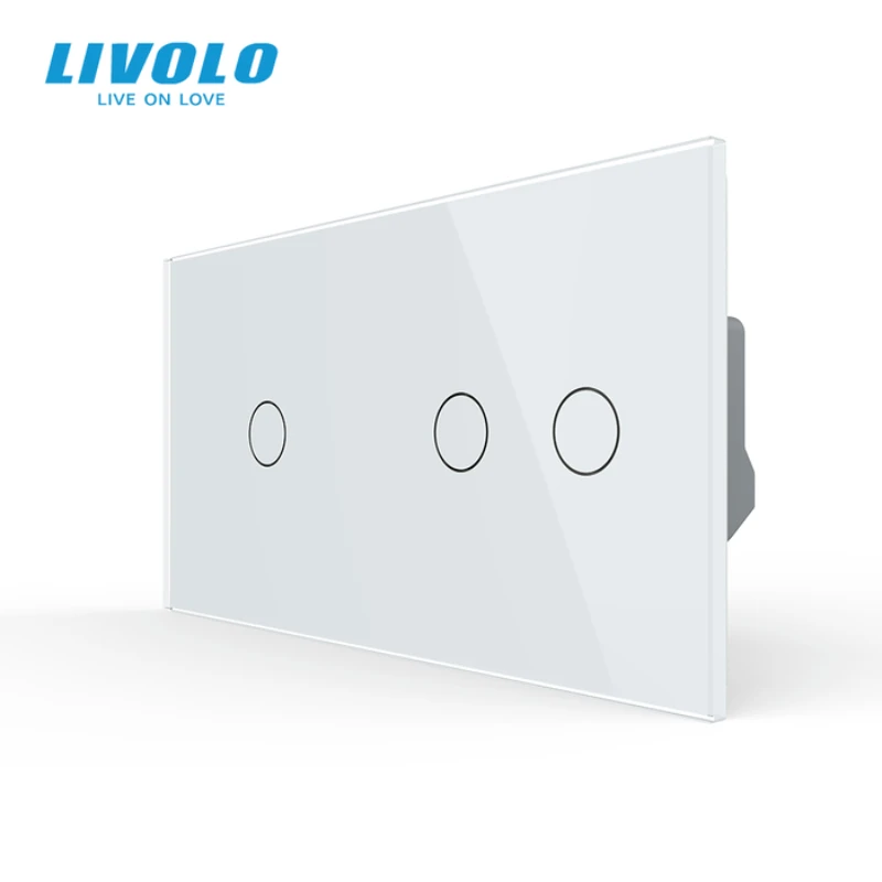 Manufacturer,Livolo EU Standard, Touch Switch, White Crystal Glass Panel,Wall Light Smart Switch,VL-C701/C702-11 for Smart Home